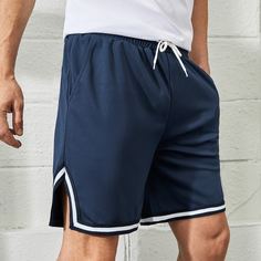 Мужские шорты на кулиске с разрезом Shein