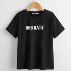 буква Повседневный футболки для мальчиков Shein