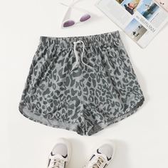 на кулиске Принт Повседневный Шорты Shein