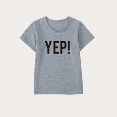 Лозунг Повседневный Футболки для маленьких мальчиков Shein