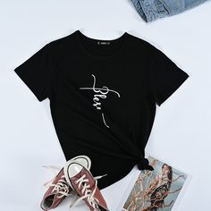 буква Повседневный Футболки Shein