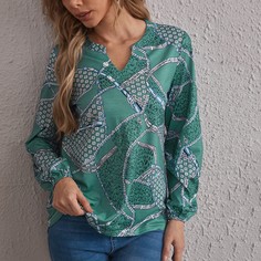 Асимметричный принтом цепи Повседневный Блузы Shein