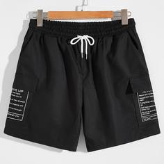Карман Лозунг Повседневный Мужские шорты Shein