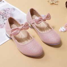 Блестящие балетки с бантом для девочек Shein