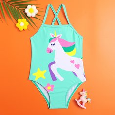 крест на крест Цветочный милый Купальники для девочек Shein