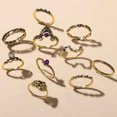 10шт кольцо со стразами Shein