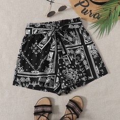 Шорты с поясом и принтом Shein