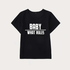 Лозунг Повседневный Футболки для маленьких мальчиков Shein