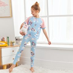 Мультяшный принт милый Домашняя одежда для девочек Shein