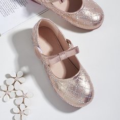 Блестящие балетки со стразами для девочек Shein