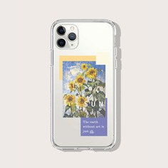 Чехол для iPhone с принтом подсолнуха Shein