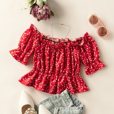 с оборками Сердечко Бохо Блузы Shein