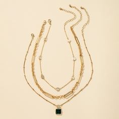 3шт ожерелье с драгоценным камнем Shein
