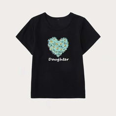 буква Повседневный Футболки для маленьких девочек Shein