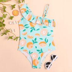 Слитный купальник с принтом фруктов для девочек Shein