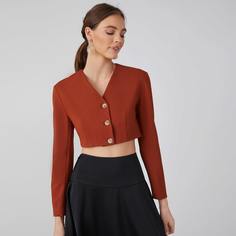 Короткая куртка из искусственного шелка на пуговицах Shein