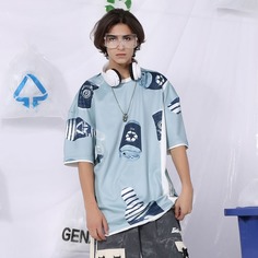 Мужская футболка с принтом бутылки и китайских иероглифов Shein