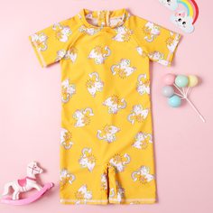 на молнии Мультяшный принт милый Купальники для девочек Shein