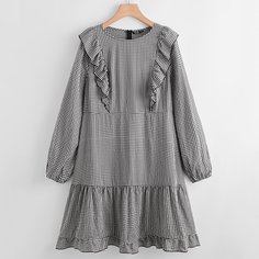 Клетчатый Институтский Платья размер плюс Shein