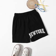 Шорты с текстовым принтом для мальчиков Shein