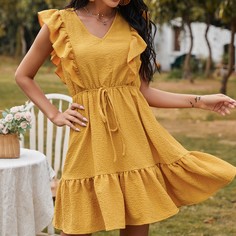 Однотонное платье с узлом Shein