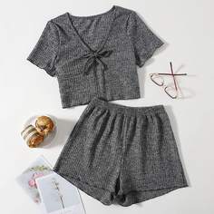Пижама с узлом и шорты Shein