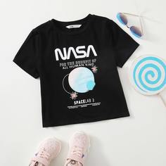 Топ с текстовым принтом для девочек Shein