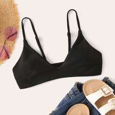 Однотонный бесшовный топ для плавания Shein