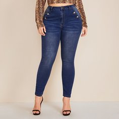 Джинсы размера плюс с карманом Shein