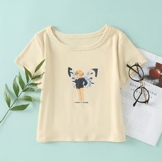 Aбрикосовый Объект Повседневный Футболки Shein