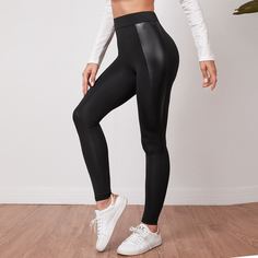Однотонные леггинсы с широкой талией Shein