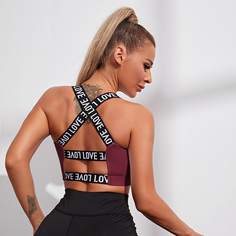крест на крест Текст Спортивные бюстгальтеры Shein