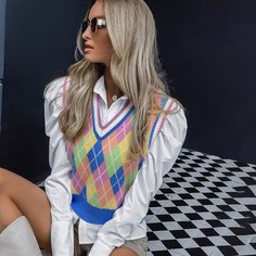 Трикотажный жилет с узором Shein