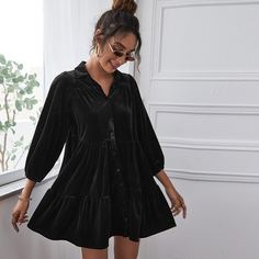 Низ-оборка Одноцветный Повседневный Платья Shein