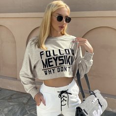 Короткий пуловер оверсайз с текстовым принтом Shein