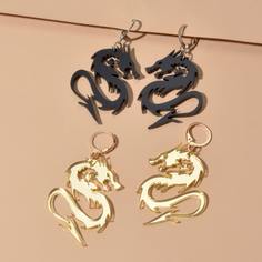 Серьги-подвески в форме китайского дракона 2 пары Shein