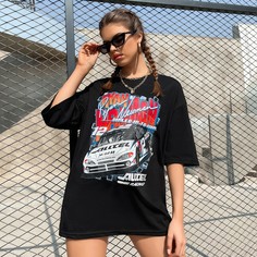 Футболка оверсайз с оригинальным принтом Shein