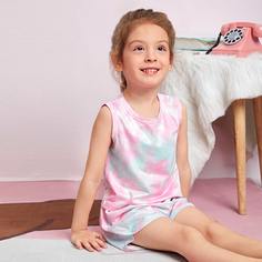 Пижама с принтом тай дай для девочек Shein
