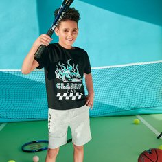 Футболка с принтом машины и спортивные шорты для мальчиков Shein