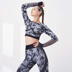 с разрезом Камуфляж Спортивный комплектный костюм Shein