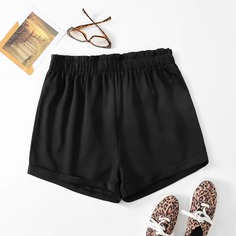 Оборка Одноцветный Повседневный Шорты размер плюс Shein