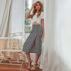 Высокий разрез цветочный Бохо Юбки Shein