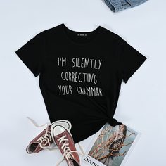 Лозунг Повседневный Футболки Shein