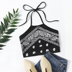 Топ-халтер с принтом пейсли Shein