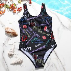 буква Повседневный Купальники для девочек Shein