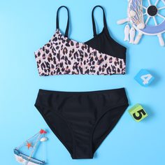 Леопардовый Повседневный Купальники для девочек Shein