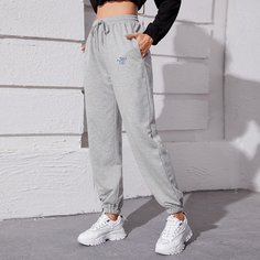 Спортивные брюки с текстовым принтом на кулиске Shein