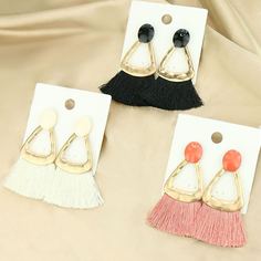 3 пары серьги с бахромой Shein