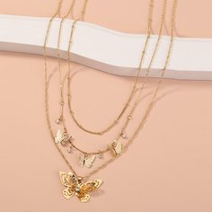 3шт ожерелье с бабочкой Shein