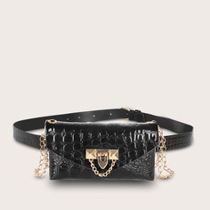 Рельефная сумка на поясе с цепочкой Shein